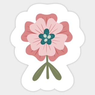 Modern Pink and Mint Flower Design Sticker